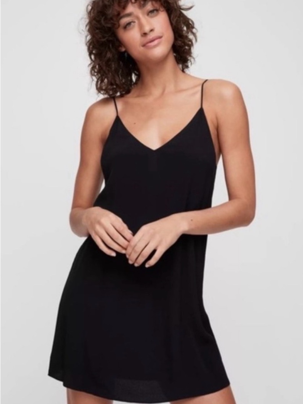 Wilfred Black Slip Mini Dress with V-Neck